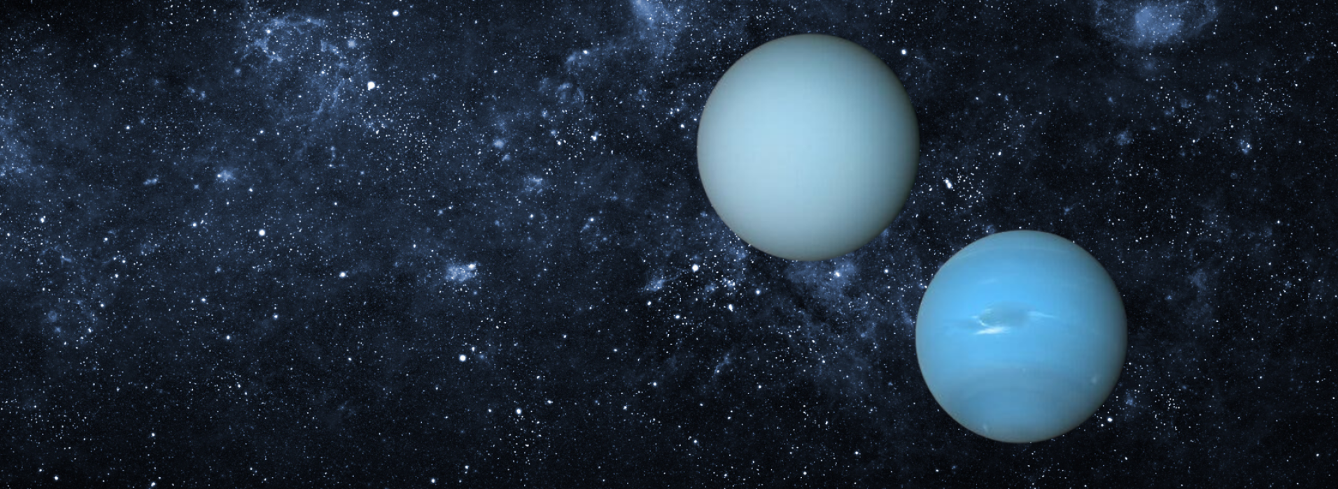 Ice Giant Night Space with Uranus and Neptune the blue planets